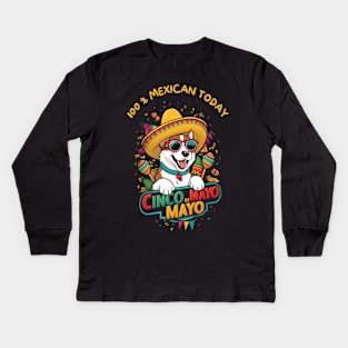 American Akita Dog Cinco de Mayo Kids Long Sleeve T-Shirt